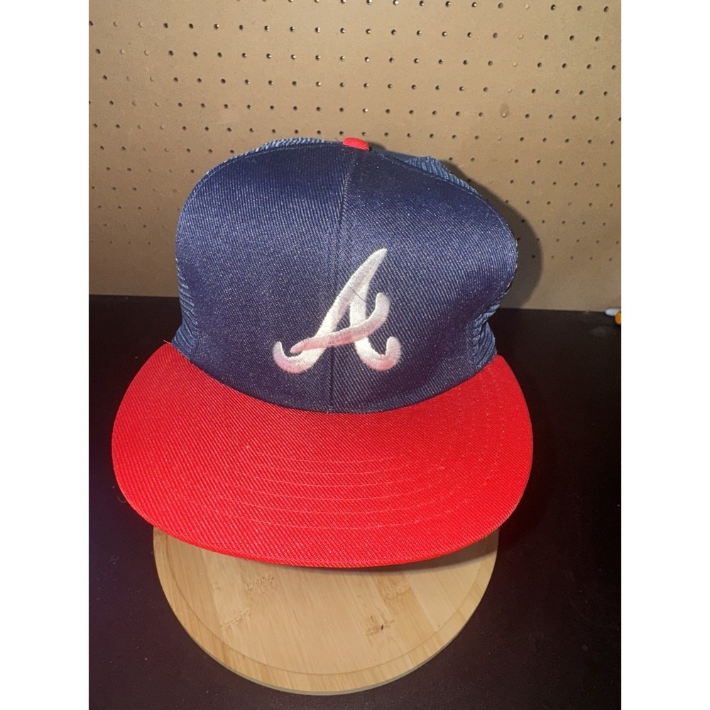 Vtg Annco 1980s MLB Atlanta Braves Men  Snapback Baseball Hat‎ Mesh Trucker